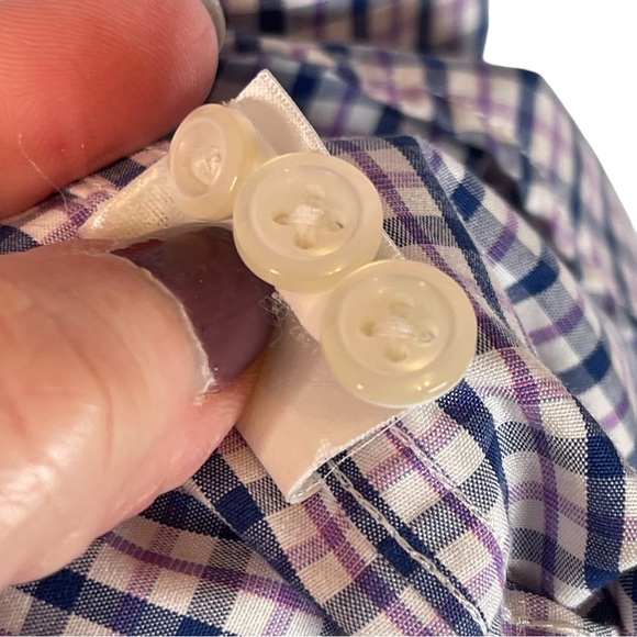 Prana Dress Shirt Mens Plaid Button Down Size 16 32/33 Blue Long Sleeve Career - Picture 9 of 14